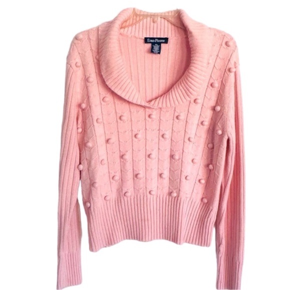 Evan-Picone Size XL Vintage Pink Shawl Collar Sweater - Picture 1 of 9